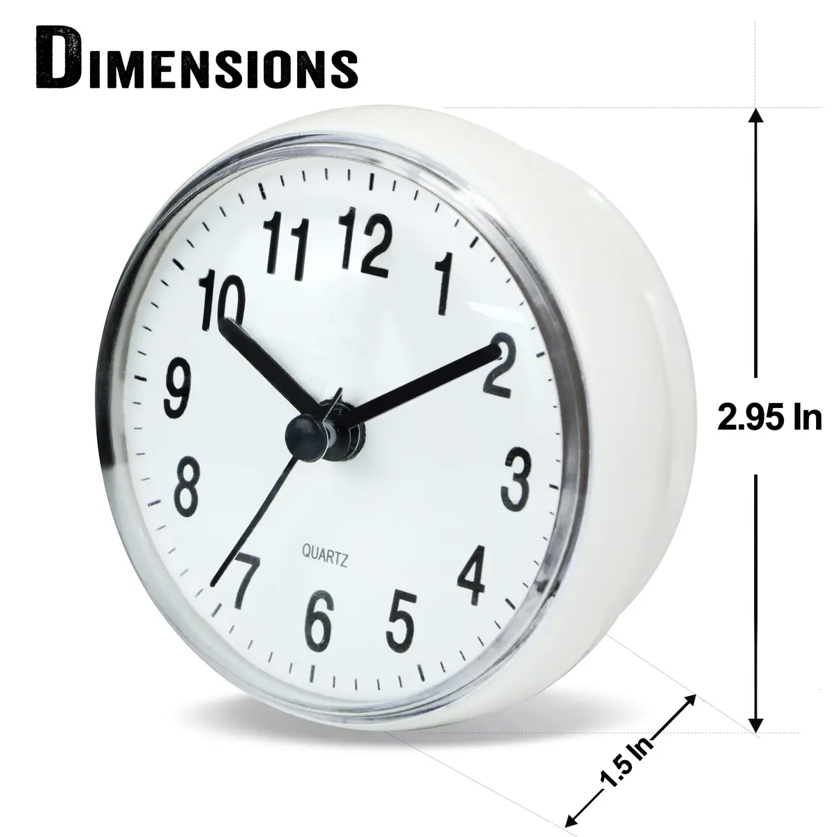 Betus Waterproof Bathroom Shower Clock with Large Suction Cup - Silent, Water Proof, Battery Operated Wall Clock for Toilet, Kitchen, Bedroom (White) | Easy Setup Analog Clock - view 4