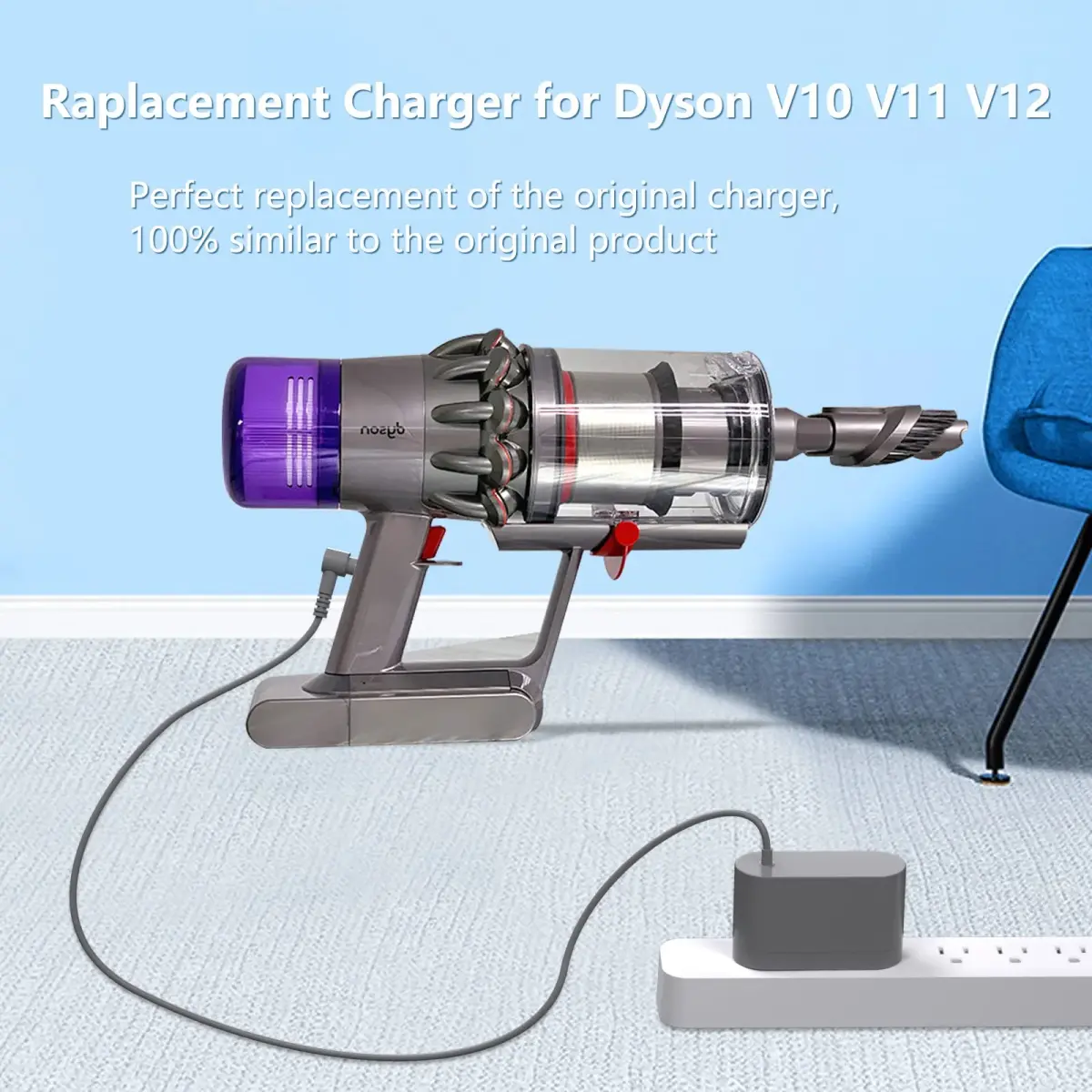vhbw 30.45V 1.1A Vacuum Charger | 6ft Cord, ETL Certified, Compatible with Dyson V10-V15, SV12-SV22 - view 6