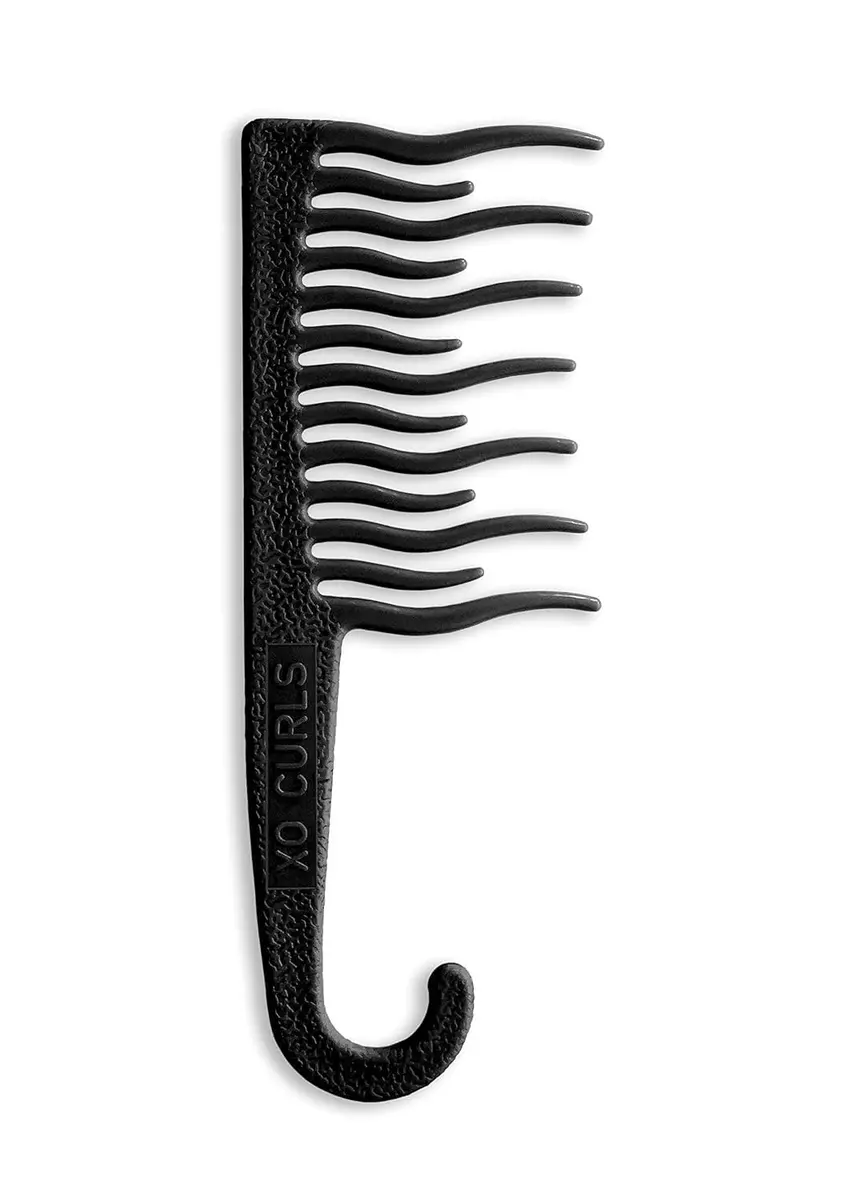 XO Curls Shower Detangling Hair Comb, Wide Tooth Comb, Gentle on Curly & Wavy Hair, 8 Inch x 3 Inch | Non-Slip Grip & Hook - main product image