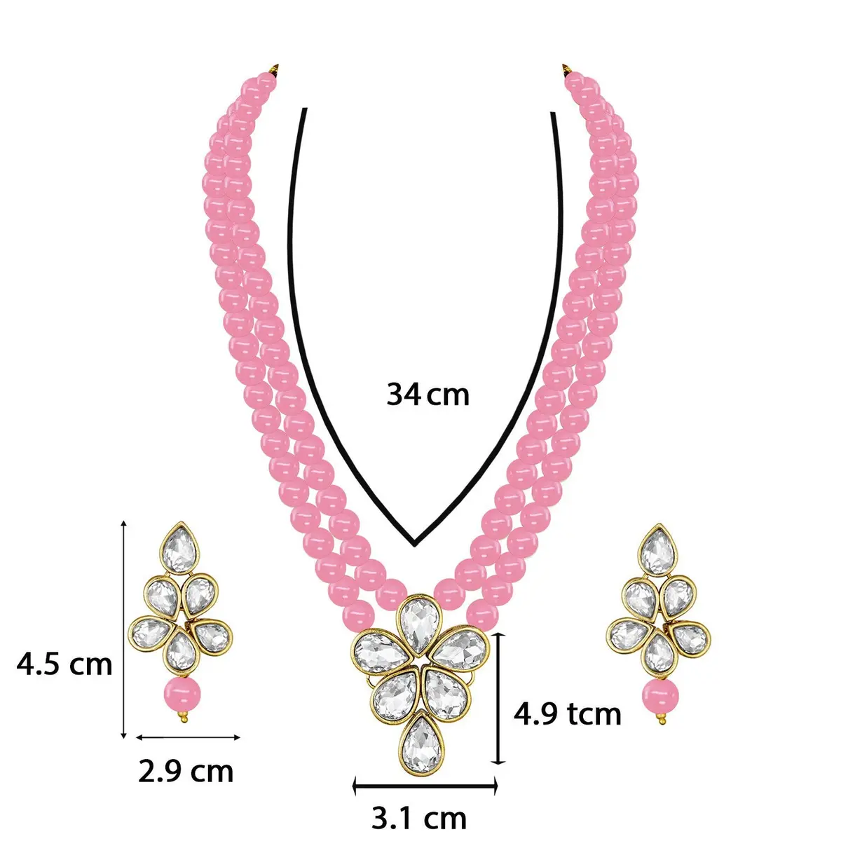 I Jewels Gold Plated Kundan & Pearl Studded Necklace Jewellery Set for Women (34cm Necklace, 4.5cm Earrings) | Authentic Indian Wedding Wear - view 6