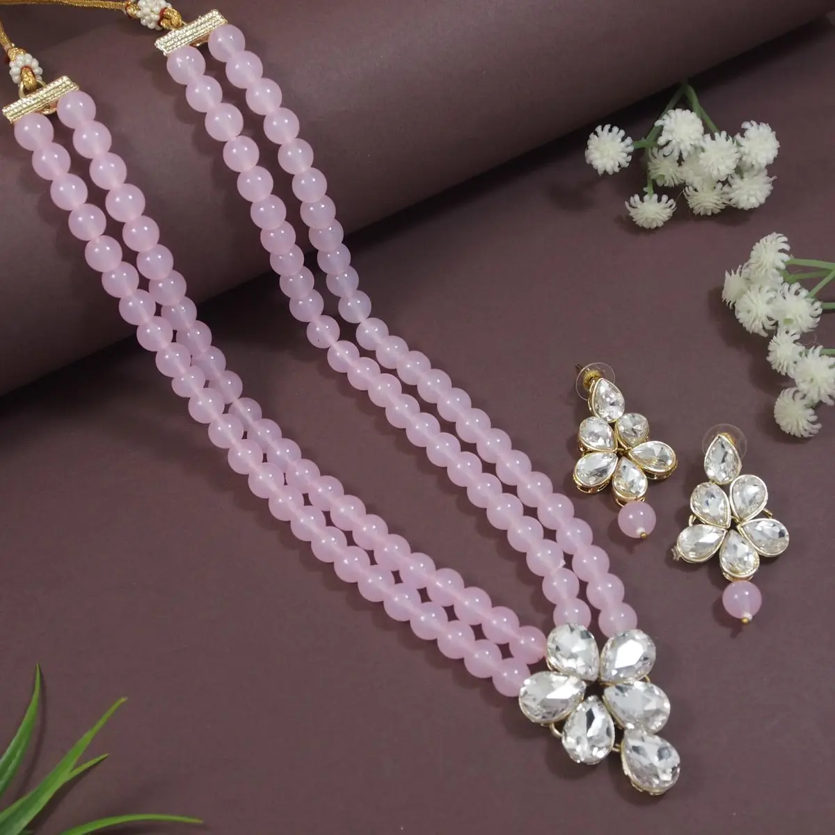 I Jewels Gold Plated Kundan & Pearl Studded Necklace Jewellery Set for Women (34cm Necklace, 4.5cm Earrings) | Authentic Indian Wedding Wear - view 2