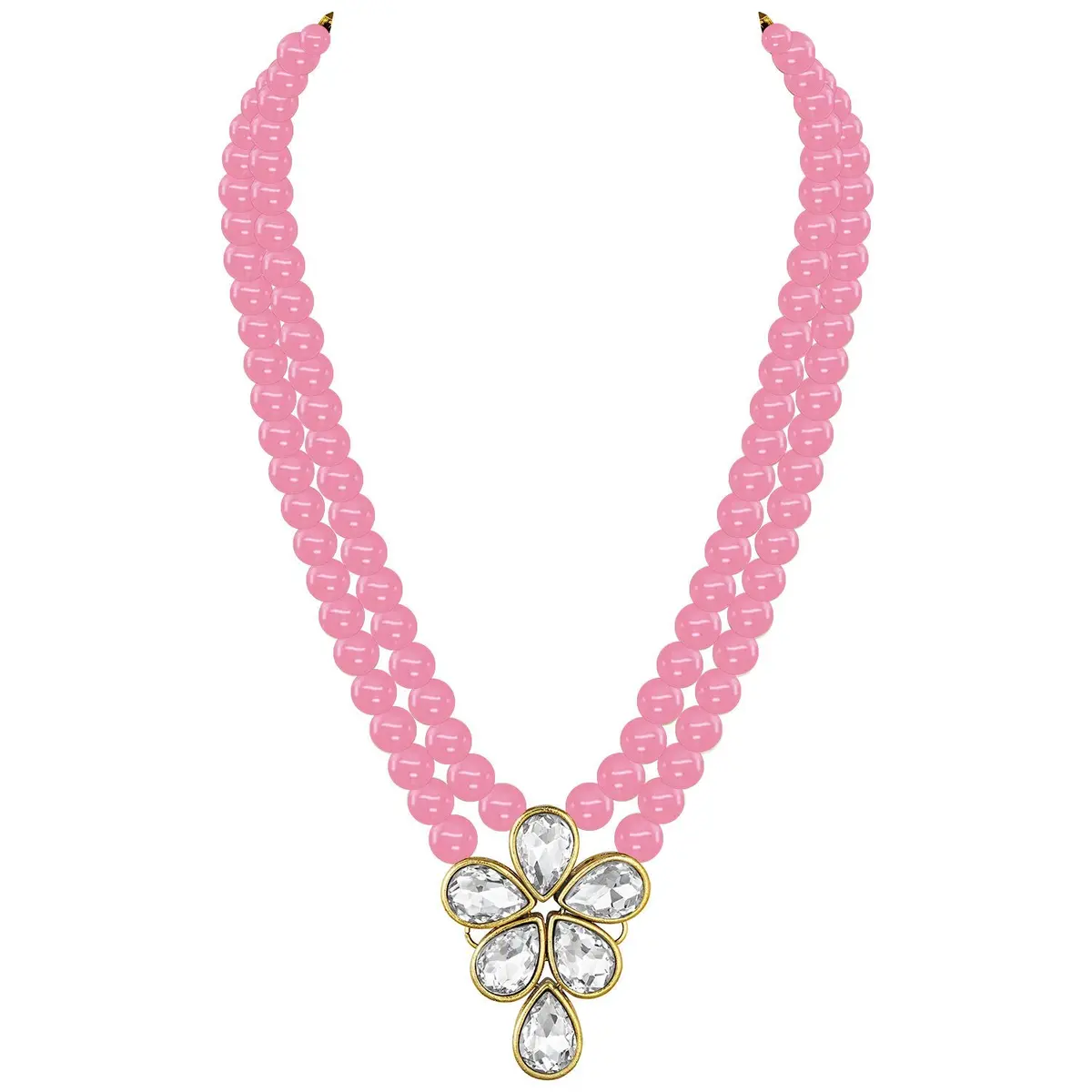 I Jewels Gold Plated Kundan & Pearl Studded Necklace Jewellery Set for Women (34cm Necklace, 4.5cm Earrings) | Authentic Indian Wedding Wear - view 4
