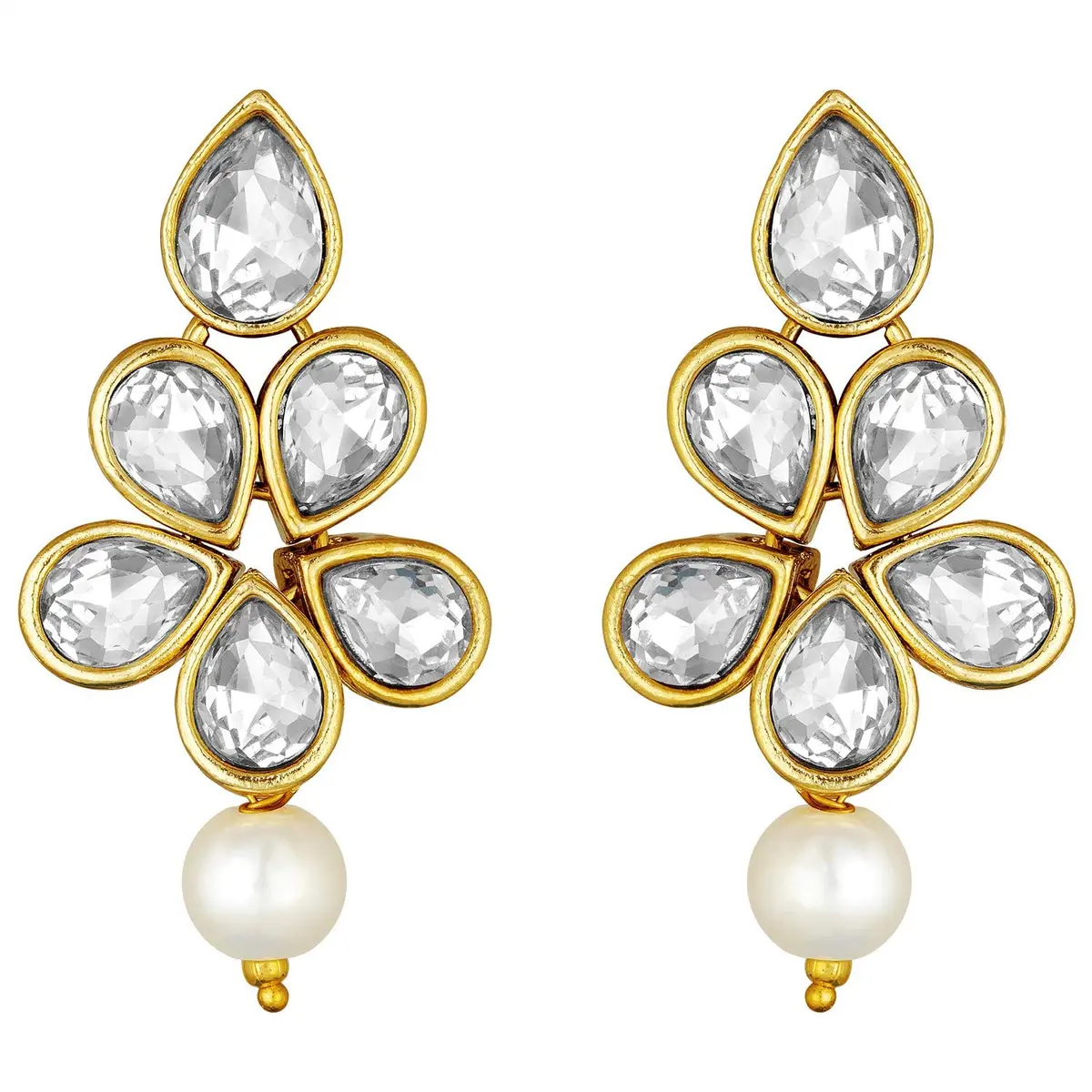 I Jewels Gold Plated Kundan & Pearl Studded Necklace Jewellery Set for Women | 34cm Necklace, 4.5cm Earrings - view 6