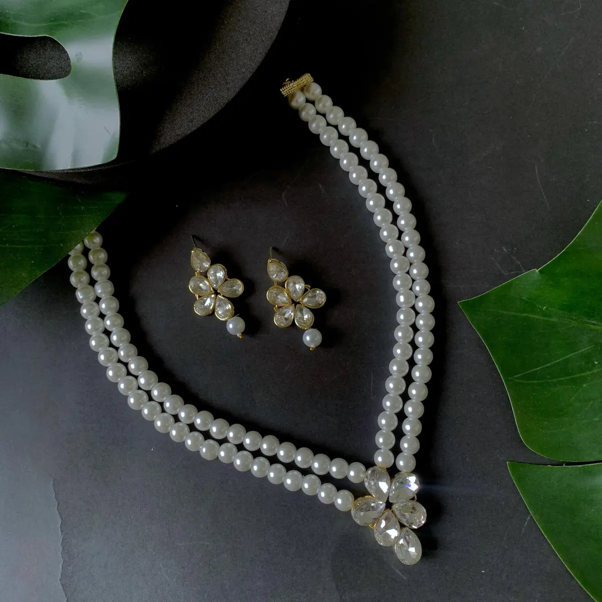 I Jewels Gold Plated Kundan & Pearl Studded Necklace Jewellery Set for Women | 34cm Necklace, 4.5cm Earrings - view 2