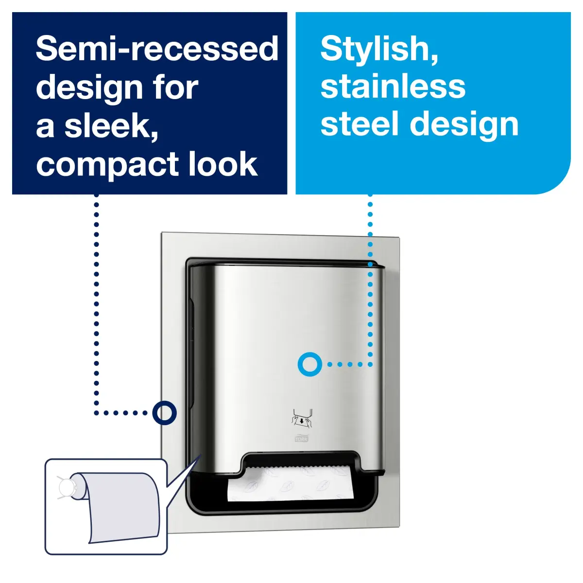 Tork Stainless Steel Image Line Paper Towel Dispenser with 6 Universal 1-Ply Rolls | 700 ft/roll, 1.5" Core - view 4
