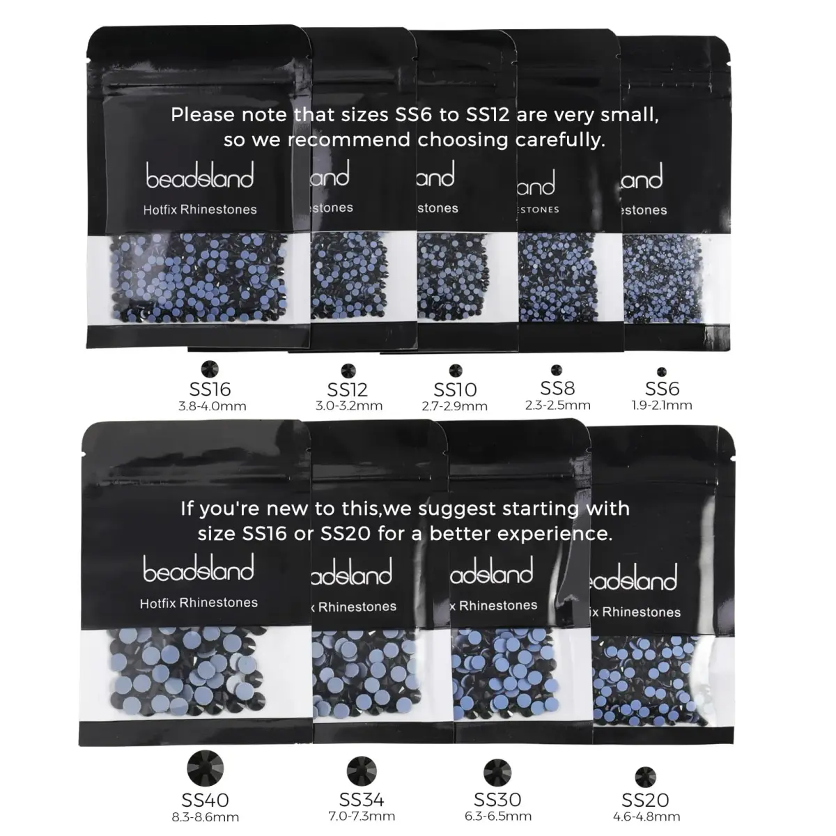 BEADSLAND Hotfix Rhinestones Crystal AB SS6 2880pcs | Glass Craft Gems for DIY Clothing & Decor - view 6