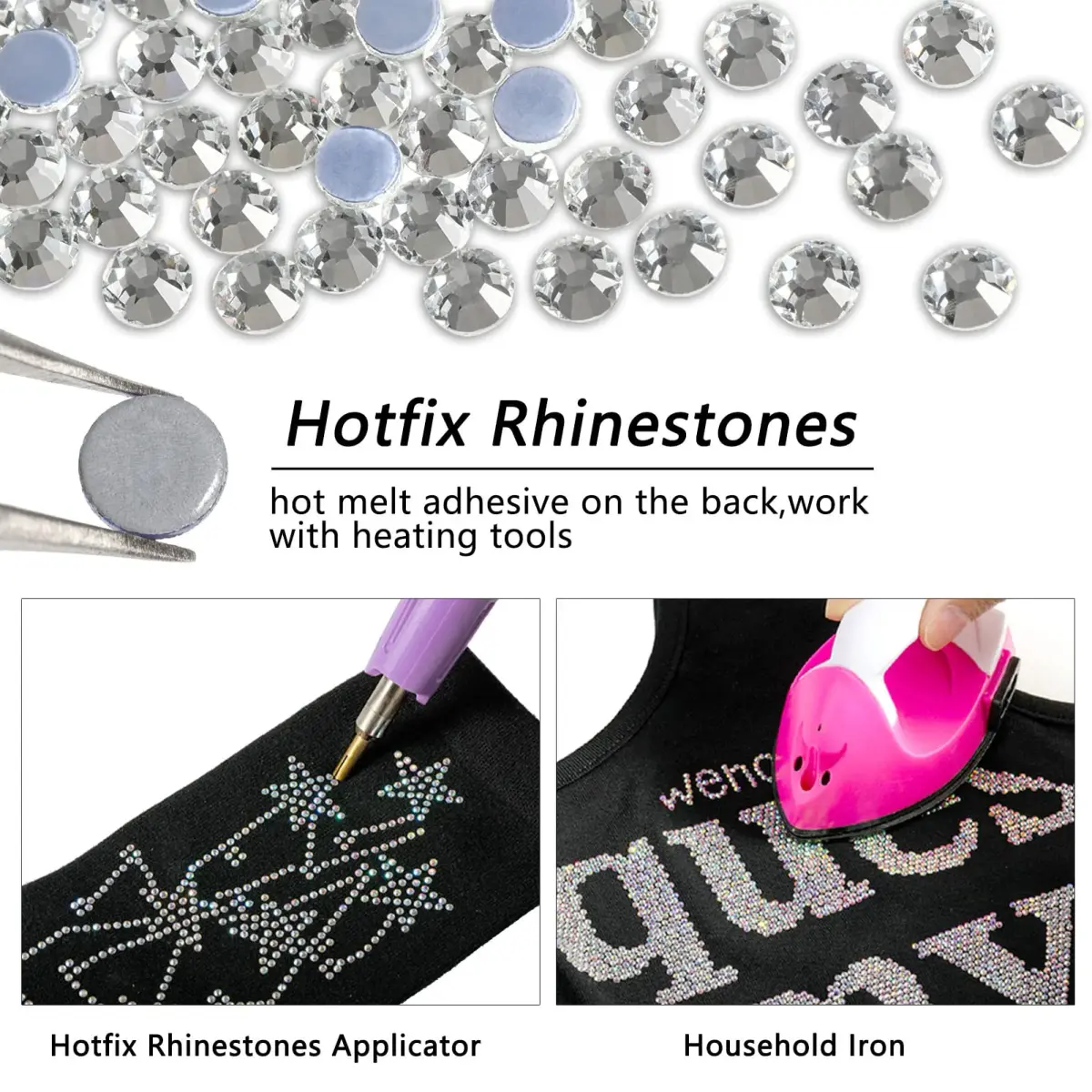 BEADSLAND Hotfix Rhinestones SS10 (2880pcs, 2.7-2.9mm) | Glass Crystal Flatback for Crafts & Clothes - view 4