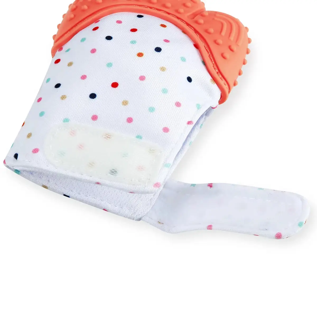 PandaEar Soothing Teething Mitten 2 Pack, Orange Pink | BPA-Free Silicone for Babies 0-12 Months - view 5