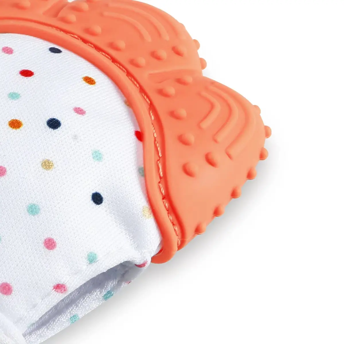 PandaEar Soothing Teething Mitten 2 Pack, Orange Pink | BPA-Free Silicone for Babies 0-12 Months - view 4