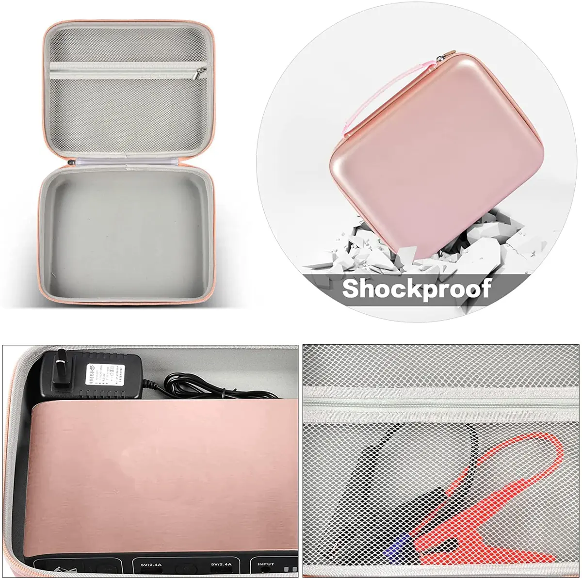GWCASE Pink Hard EVA Case for Halo Bolt Air/Air+ Jump Starter | Portable Power Bank Holder with Mesh Pocket - view 4