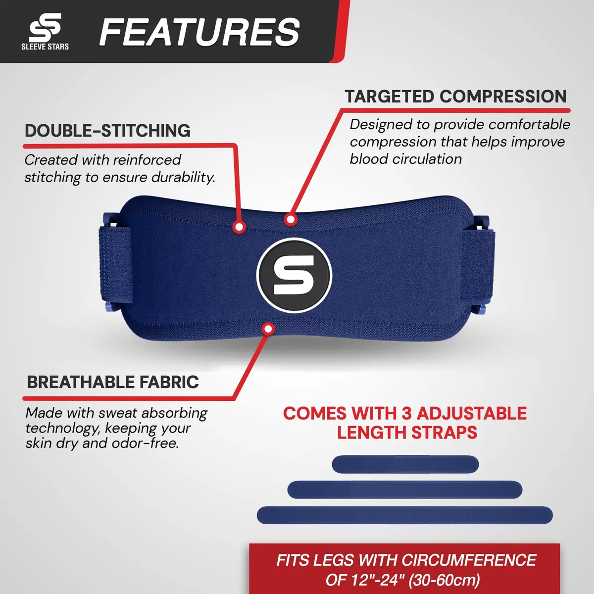 Sleeve Stars Patellar Tendon Support Strap Navy Blue Adult | FDA Approved Orthopedic Brace for Pain Relief - view 6