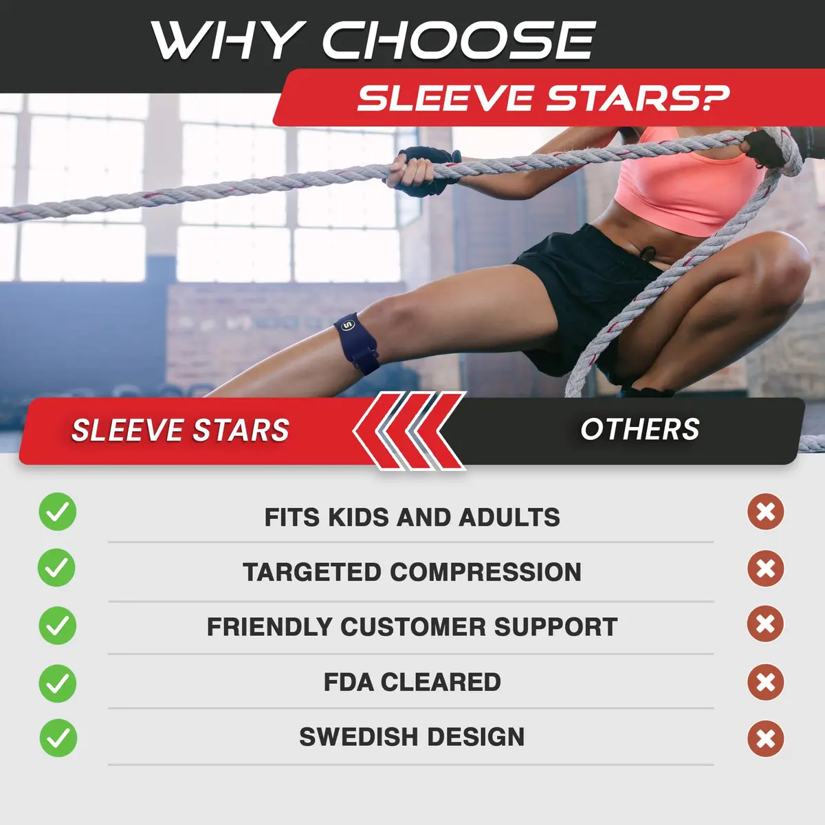 Sleeve Stars Patellar Tendon Support Strap Navy Blue Adult | FDA Approved Orthopedic Brace for Pain Relief - view 3
