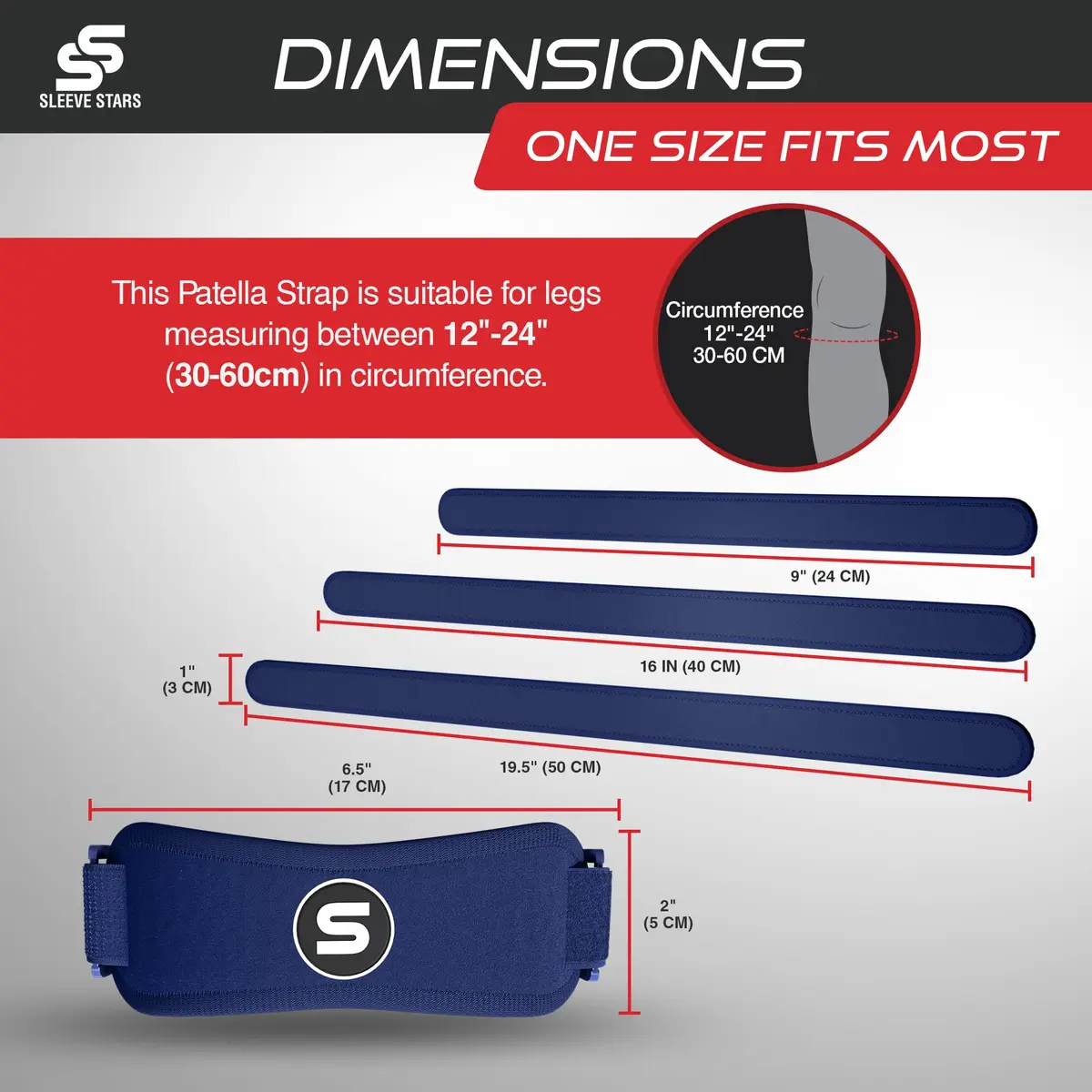 Sleeve Stars Patellar Tendon Support Strap Navy Blue Adult | FDA Approved Orthopedic Brace for Pain Relief - view 4