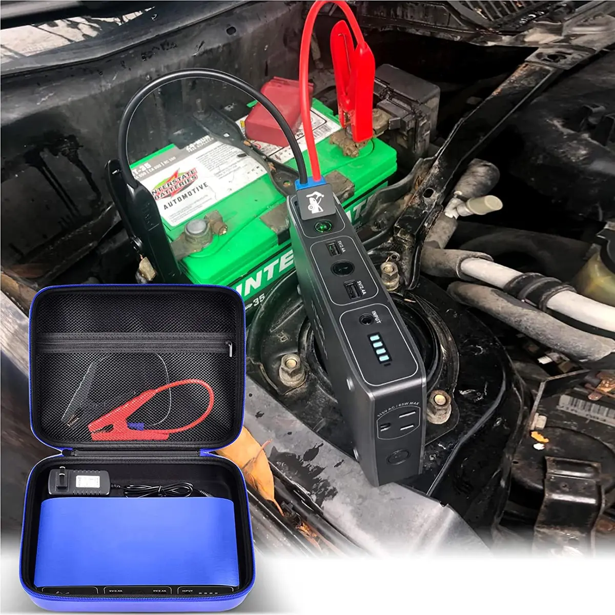 GWCASE Blue EVA Hard Case for Halo Bolt Air Jump Starter with Tire Pump | Portable Power Bank Organizer Holder - view 7