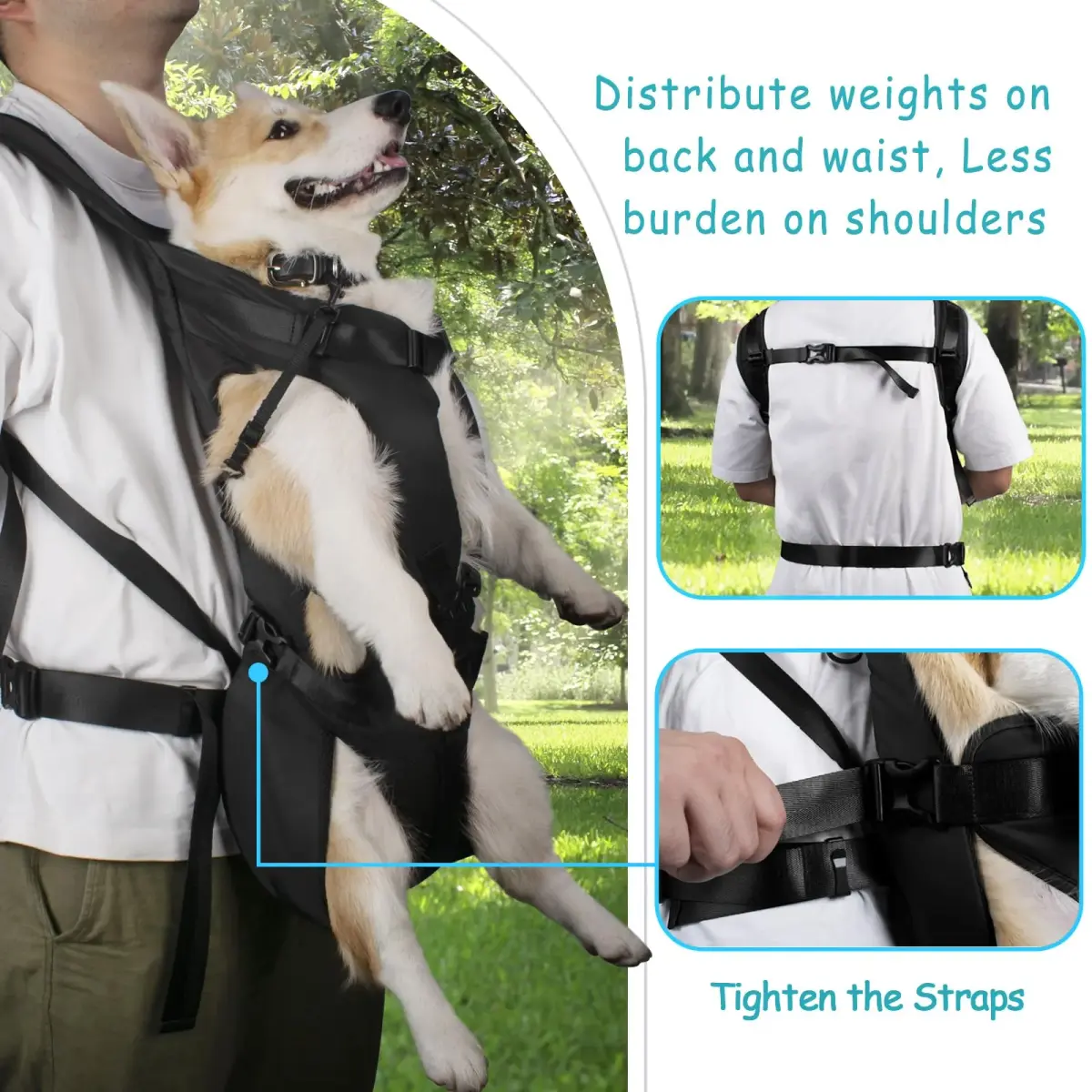 PetBonus Black XL Dog Carrier Backpack | Hands-Free Hiking Cycling Travel - view 3