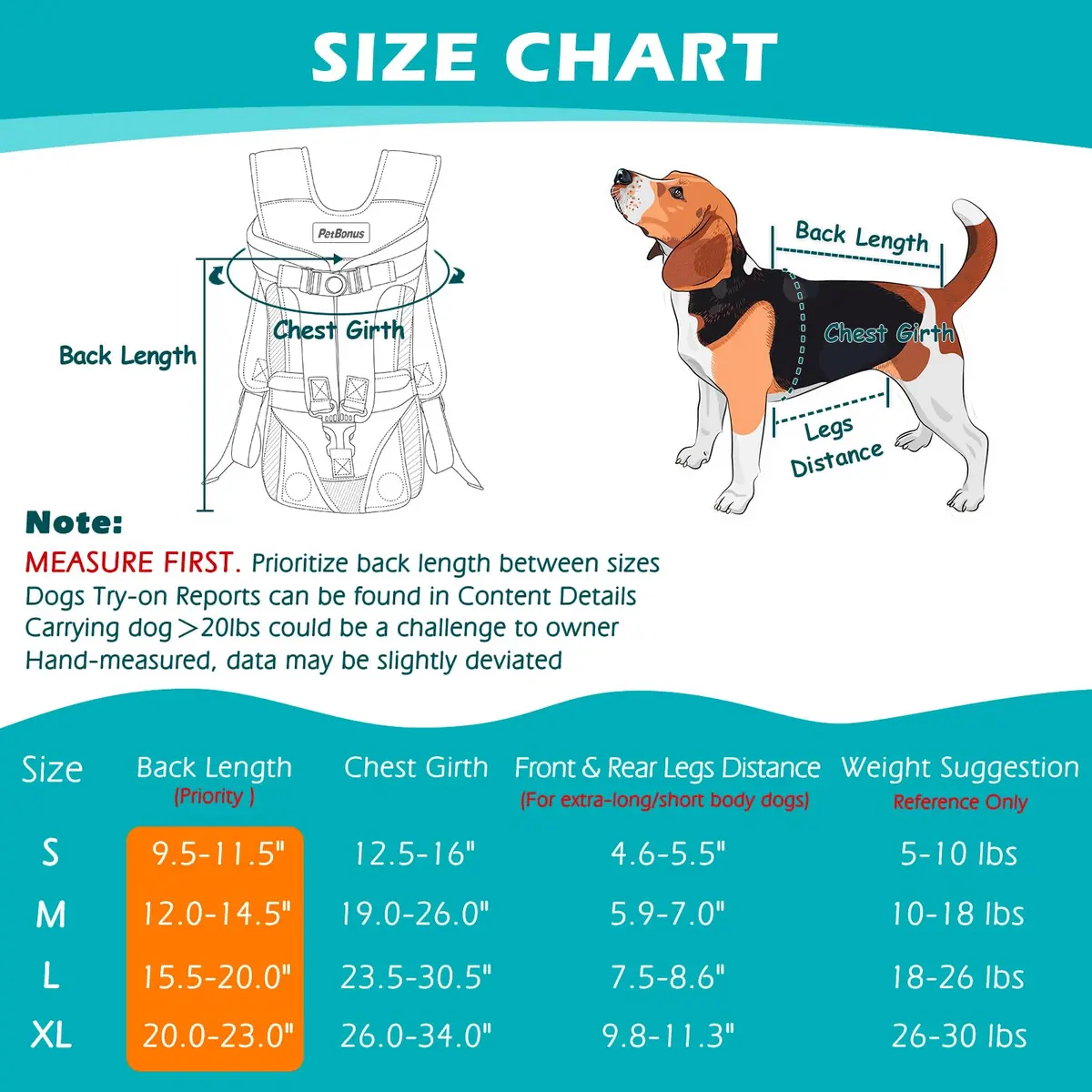 PetBonus Dog Front Carrier Backpack, Legs Out, Easy-fit, Breathable, 14.0"L x 10.5"W x 3.9"H, Black - view 5