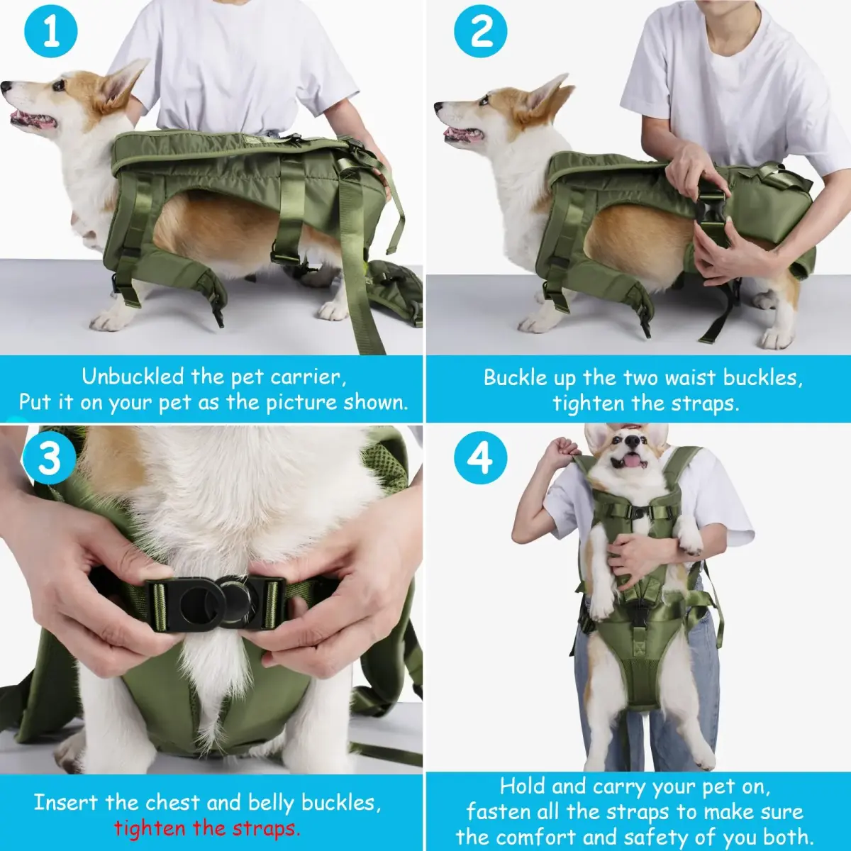 PetBonus Army Green Medium Dog Carrier Backpack | Hands-Free Hiking & Cycling - view 4