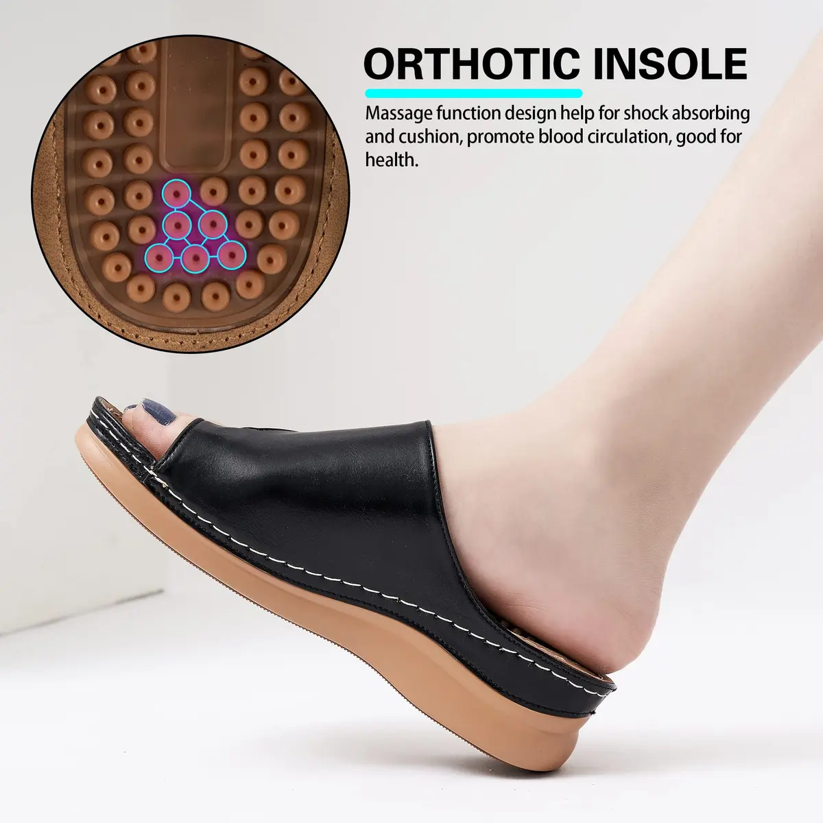 Aomigoct Womens Comfort Wedge Sandals 8.5 | Orthopedic & Non-Slip for All-Day Walks - view 5