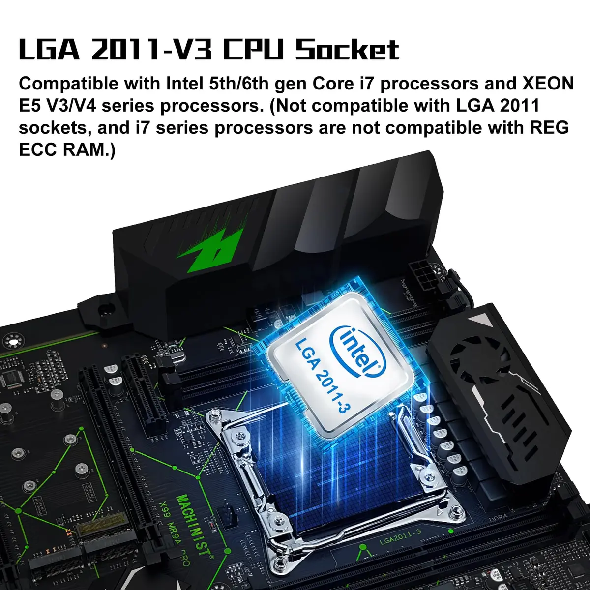 MACHINIST X99 MR9A PRO ATX Motherboard LGA 2011-3 DDR4 64GB Max 28.5cm x 22cm | Supports Intel Xeon E5 V3/V4 & Core i7 5th/6th Gen - view 2