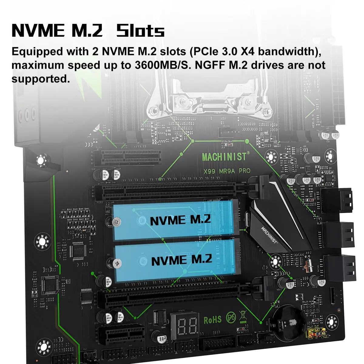 MACHINIST X99 MR9A PRO ATX Motherboard LGA 2011-3 DDR4 64GB Max 28.5cm x 22cm | Supports Intel Xeon E5 V3/V4 & Core i7 5th/6th Gen - view 4