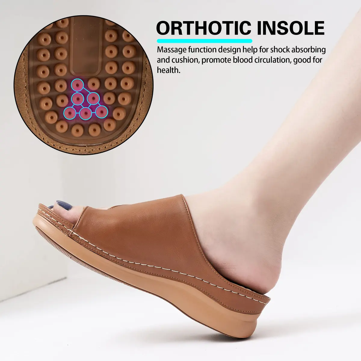 Aomigoct Womens Comfort Wedge Sandals | Orthopedic, Non-Slip, 1.96" Heel for All-Day Stability - view 5