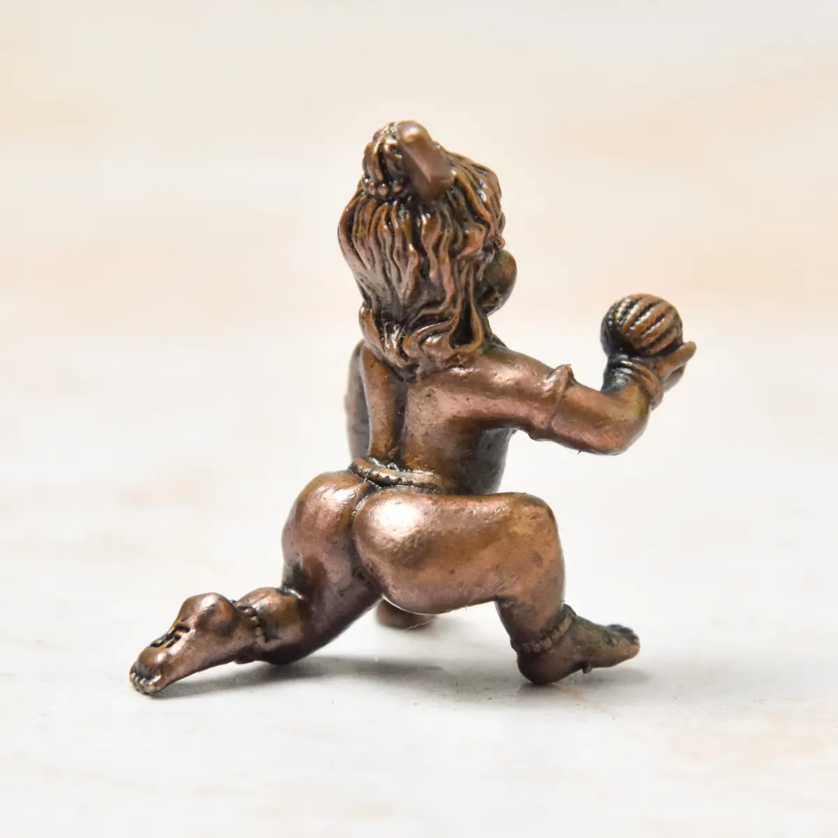 Copper Idols India - By Bhimonee Decor Handmade Copper Bal Krishna Idol 1.5 inches | Antique Patina Finish - view 6