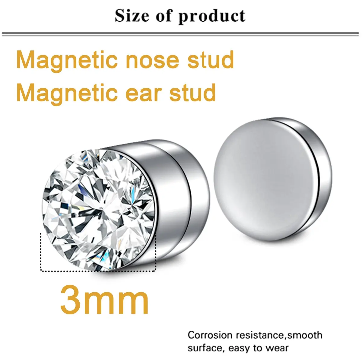 MODRSA Faux Nose Ring non piercing Noes Ring Stud 3mm | Stainless Steel, Assorted Colors, Comfortable Fit - view 2