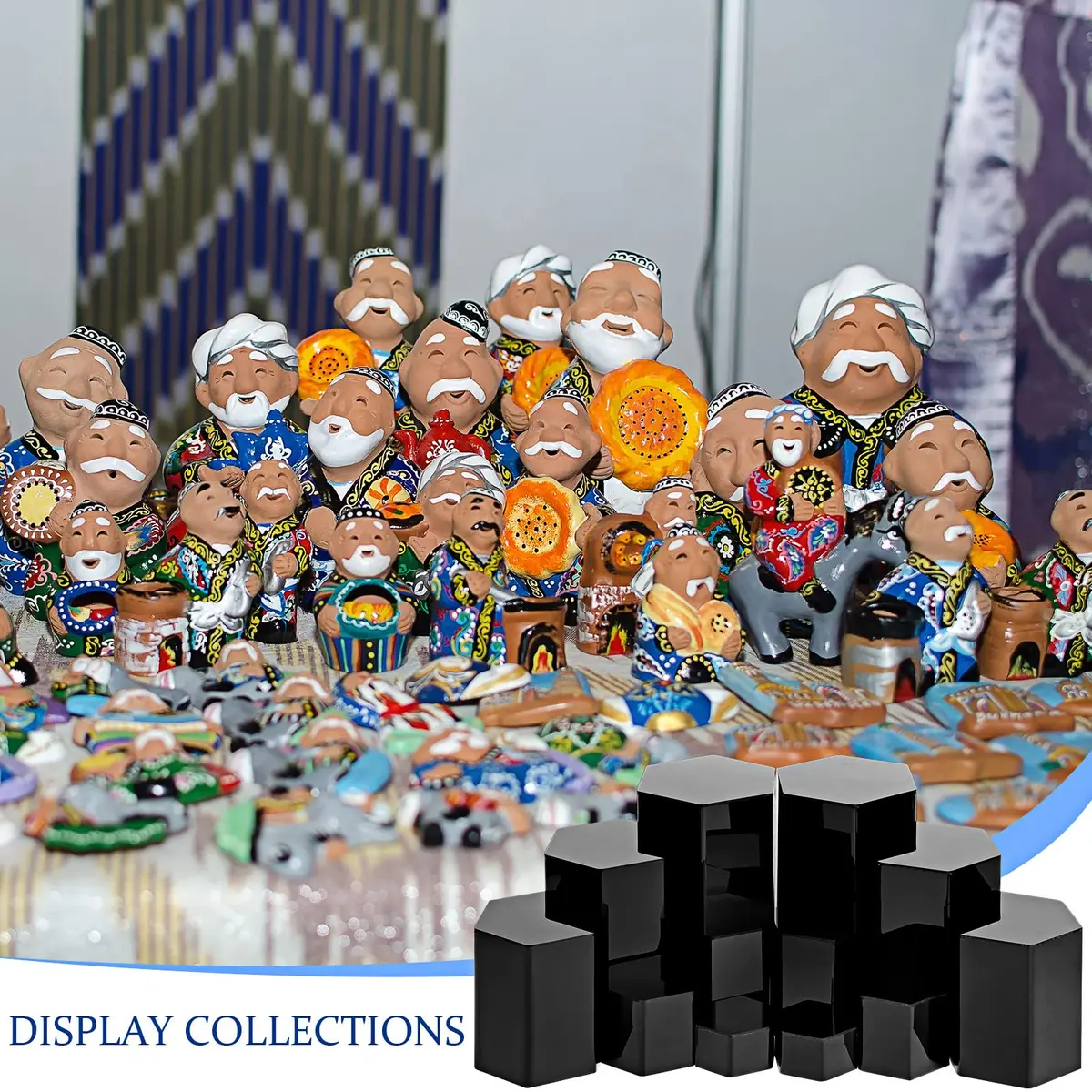 Jetec Black 12 Pcs Hexagonal Jewelry Display Risers Acrylic Stands (6 Sizes, 2 Each) | Versatile Display for Collections & Events - view 6