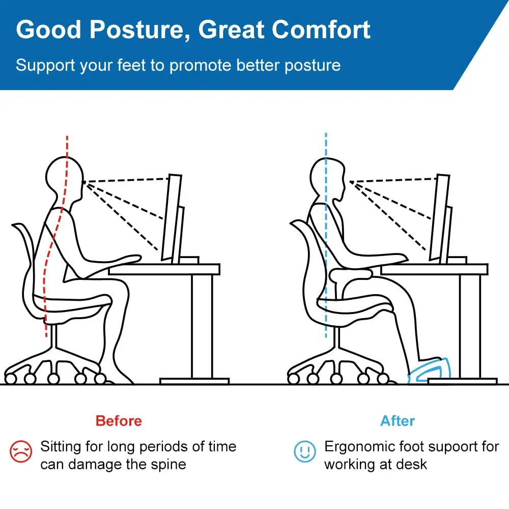StrongTek Wooden Under Desk Footrest | 4 Heights, 400 lb Support, Office Foot Rest - view 3