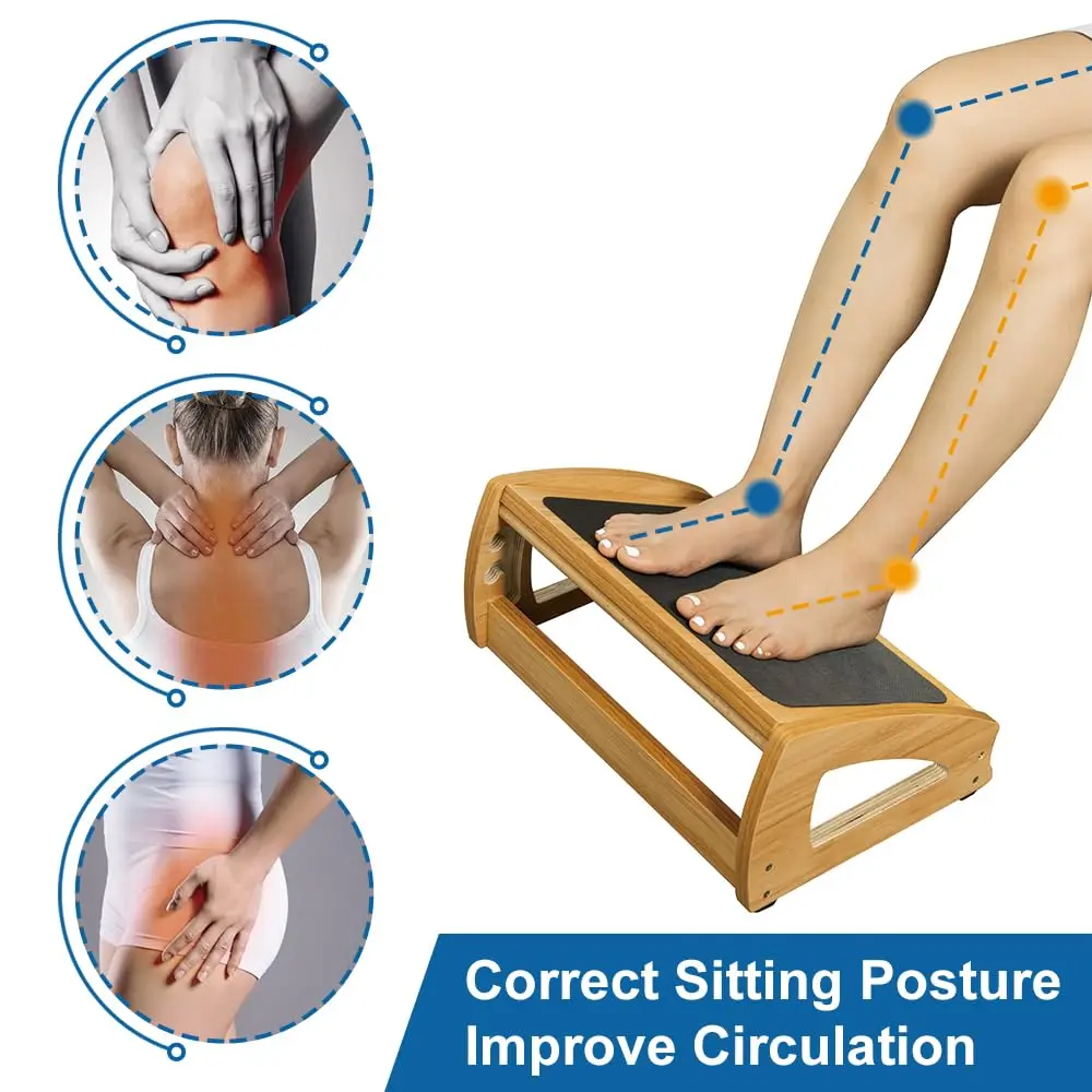 StrongTek Wooden Under Desk Footrest | 4 Heights, 400 lb Support, Office Foot Rest - view 4