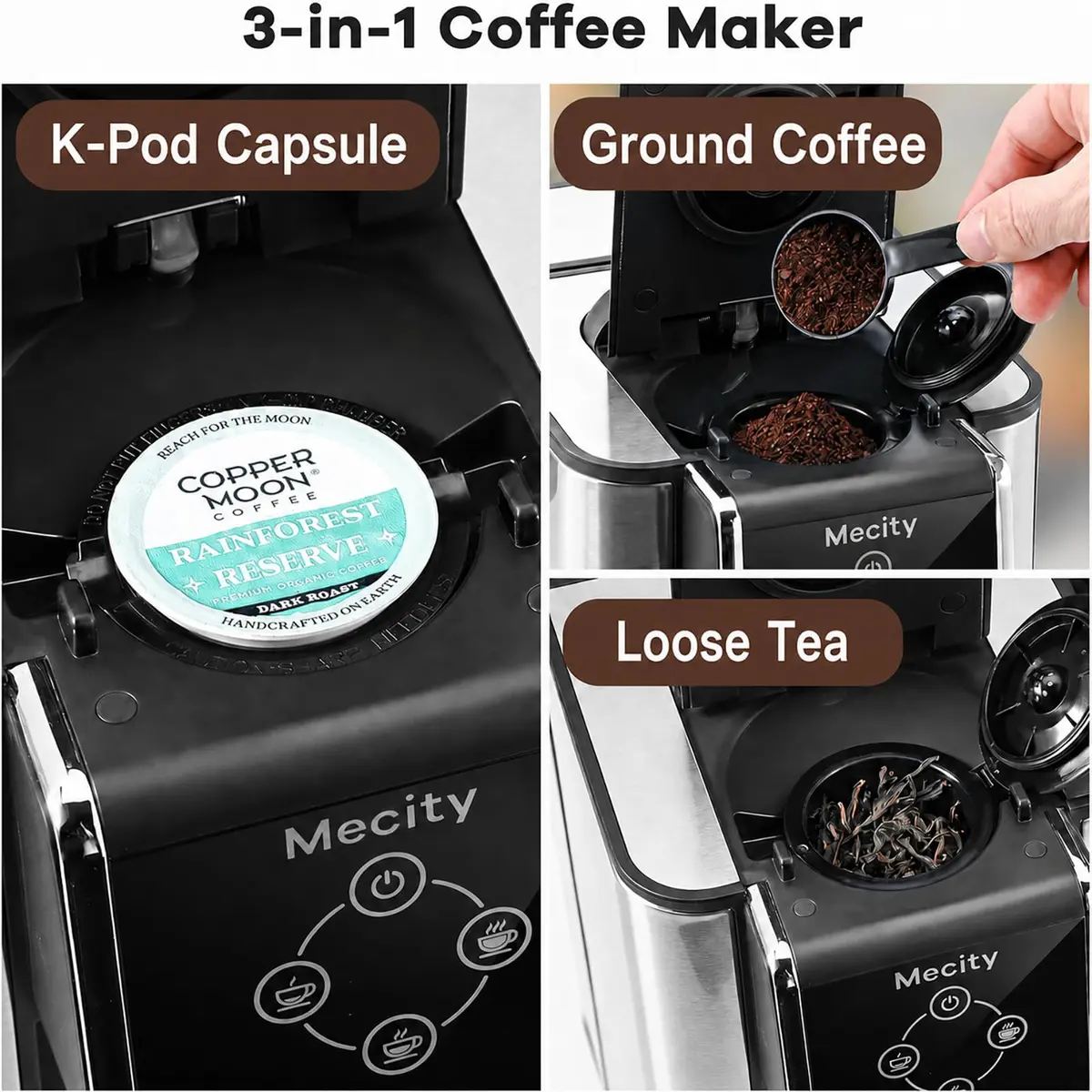 Mecity 120V 10 oz Coffee Maker | Compatible with K cup Capsules & Tea, Removable 50 Oz Water Tank - view 4
