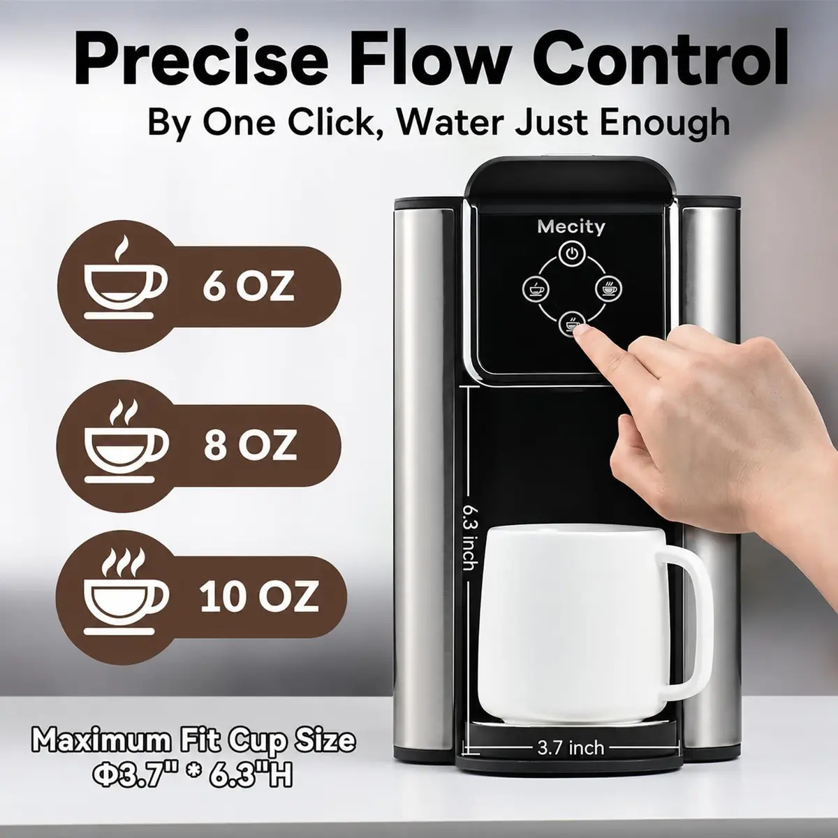 Mecity 120V 10 oz Coffee Maker | Compatible with K cup Capsules & Tea, Removable 50 Oz Water Tank - view 5