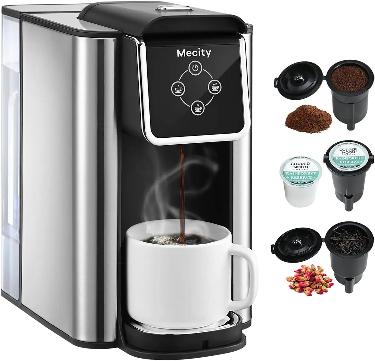 Mecity 120V 10 oz Coffee Maker | Compatible with K cup Capsules & Tea, Removable 50 Oz Water Tank - main product image