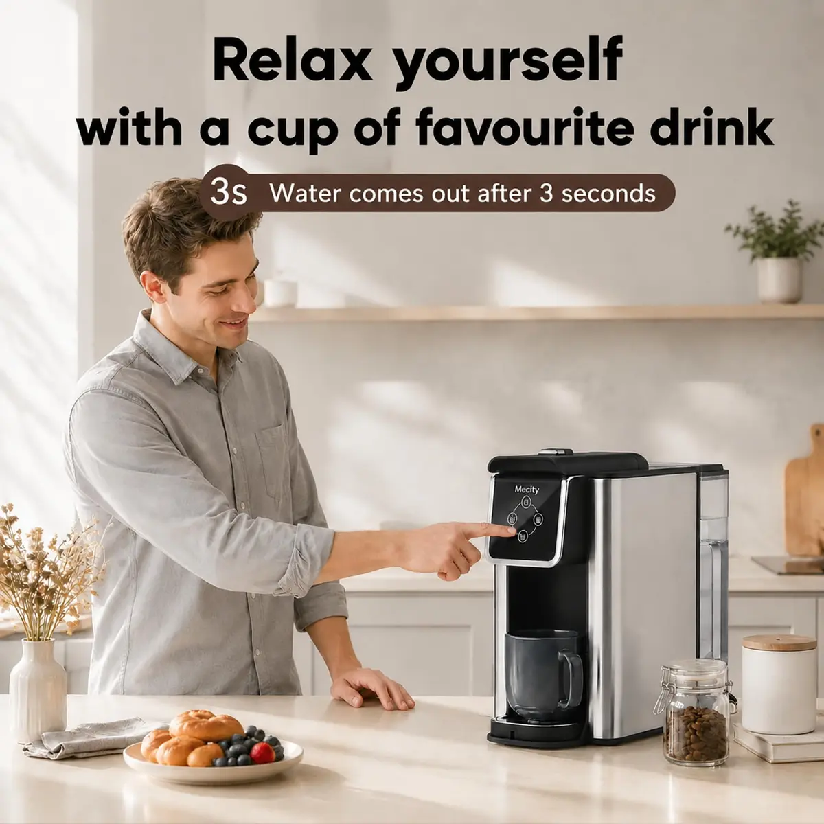 Mecity 120V 10 oz Coffee Maker | Compatible with K cup Capsules & Tea, Removable 50 Oz Water Tank - view 3
