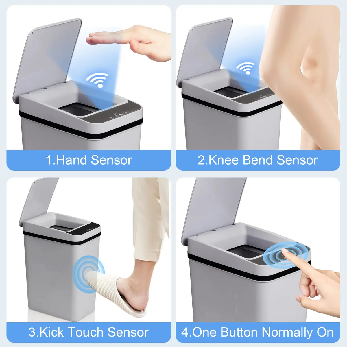 Anborry Smart Touchless Bathroom Trash Can 2.2 Gallon | Automatic Sensor Waste Bin for Small Spaces - view 5