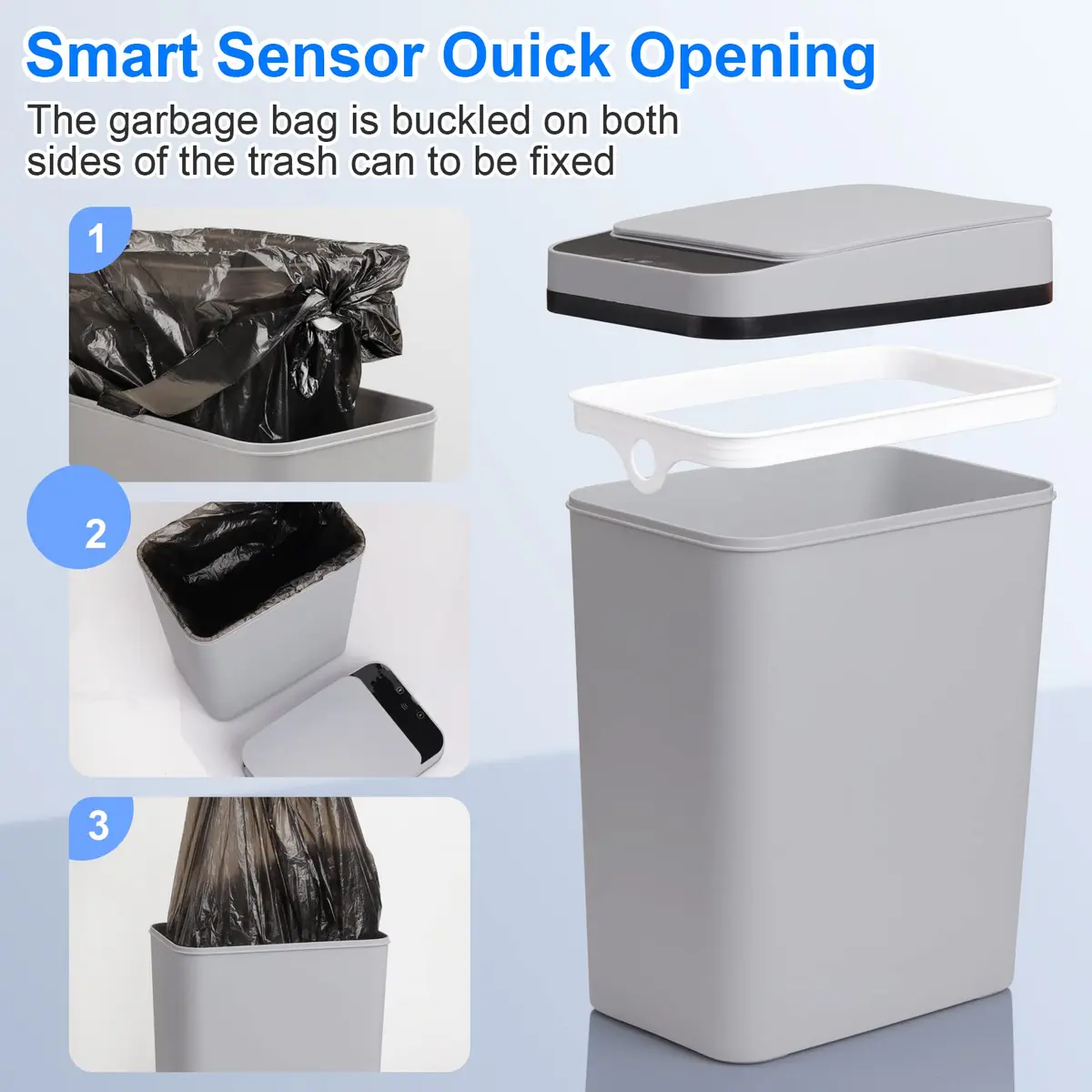Anborry Smart Touchless Bathroom Trash Can 2.2 Gallon | Automatic Sensor Waste Bin for Small Spaces - view 6