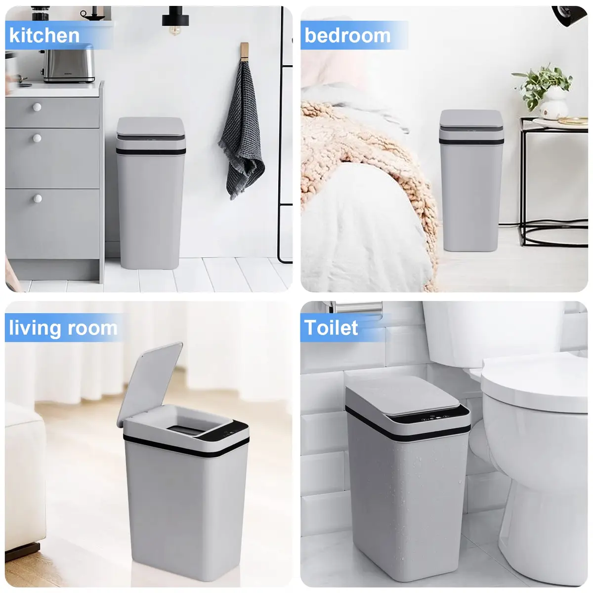Anborry Smart Touchless Bathroom Trash Can 2.2 Gallon | Automatic Sensor Waste Bin for Small Spaces - view 7