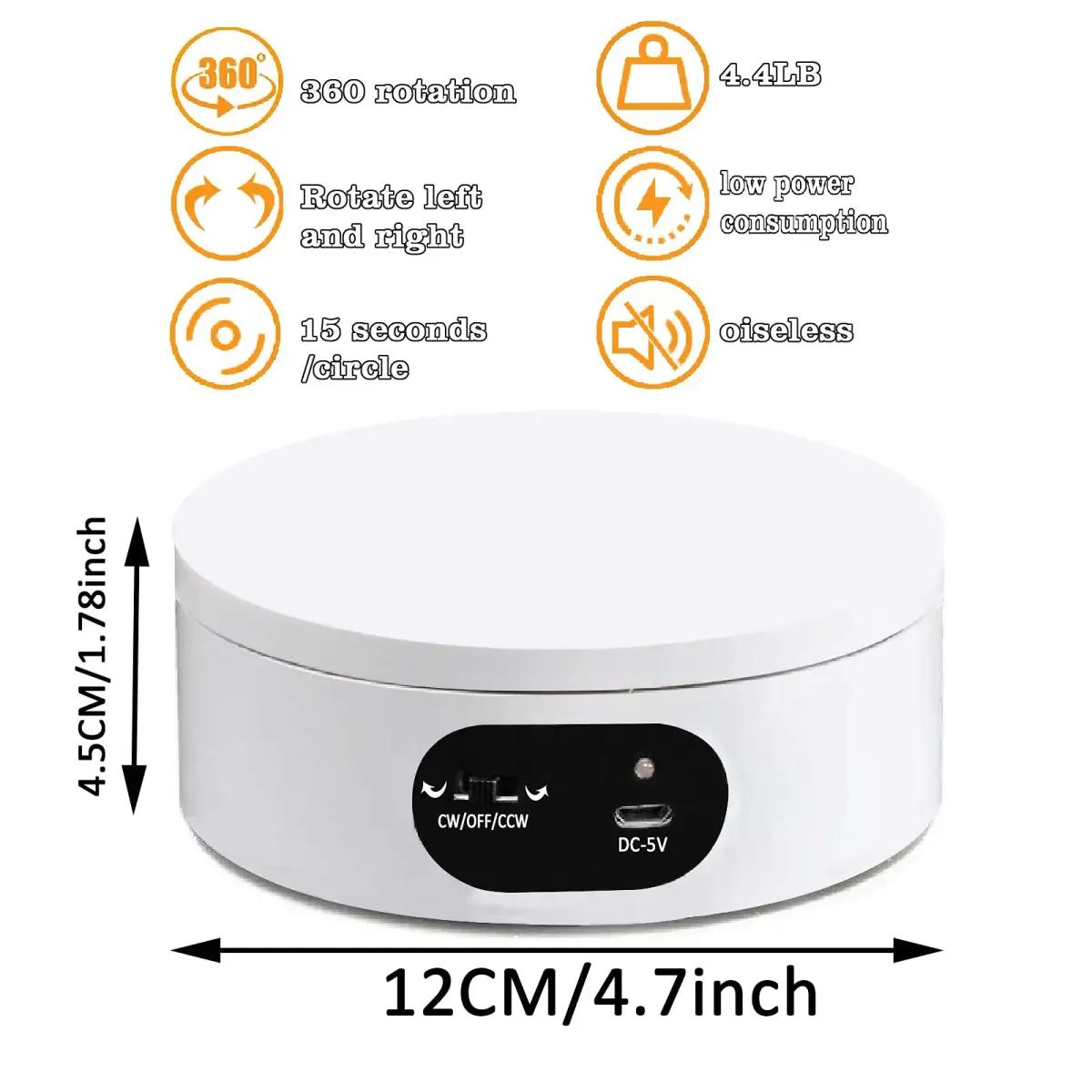 YVV Rotating Display Stand for Tumblers 12cm (4.72 inch) Diameter | Automatic Mute Turntable for Crafts & Products - view 6