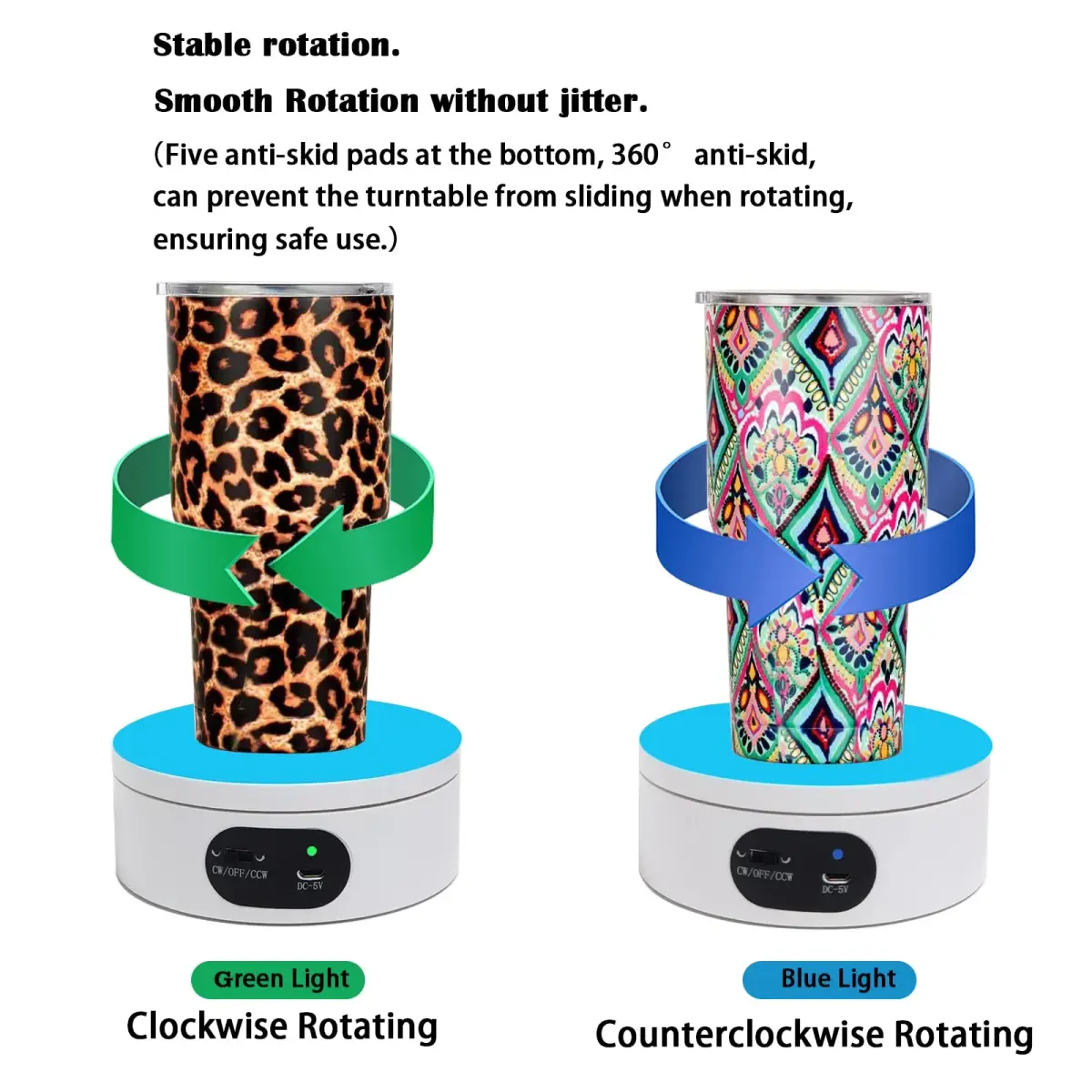 YVV Rotating Display Stand for Tumblers 12cm (4.72 inch) Diameter | Automatic Mute Turntable for Crafts & Products - view 3