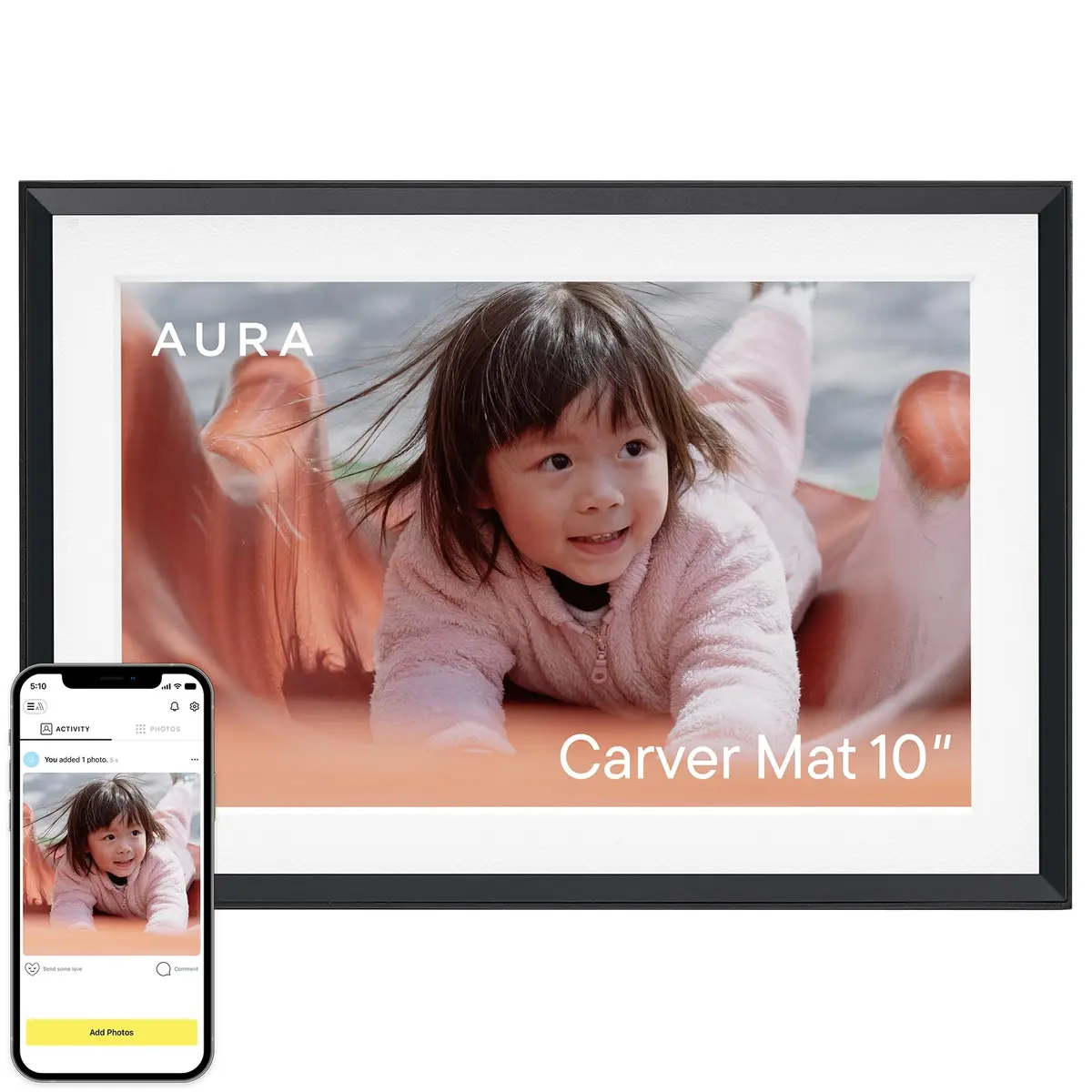 AURA Carver Mat HD Digital Picture Frame 25.65 cm (10.1") | Wirecutter's Best Frame for Gifting - main product image