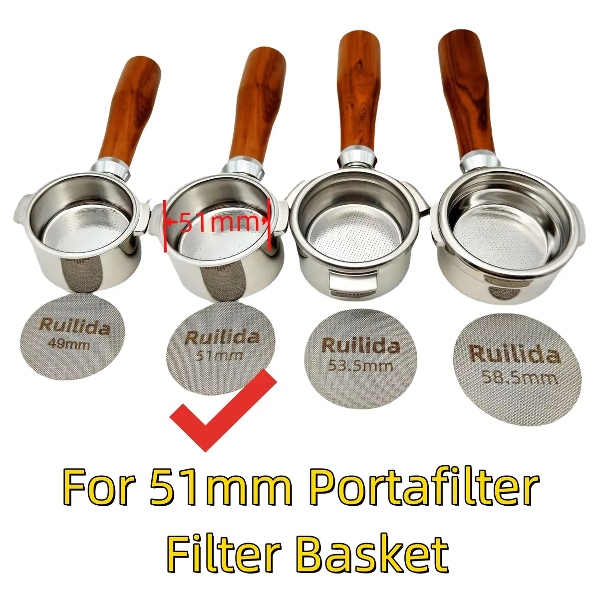 Ruilida Espresso Puck Screen 51mm | Reusable Stainless Steel Filter Plate for Espresso Portafilter (51mm) - view 2