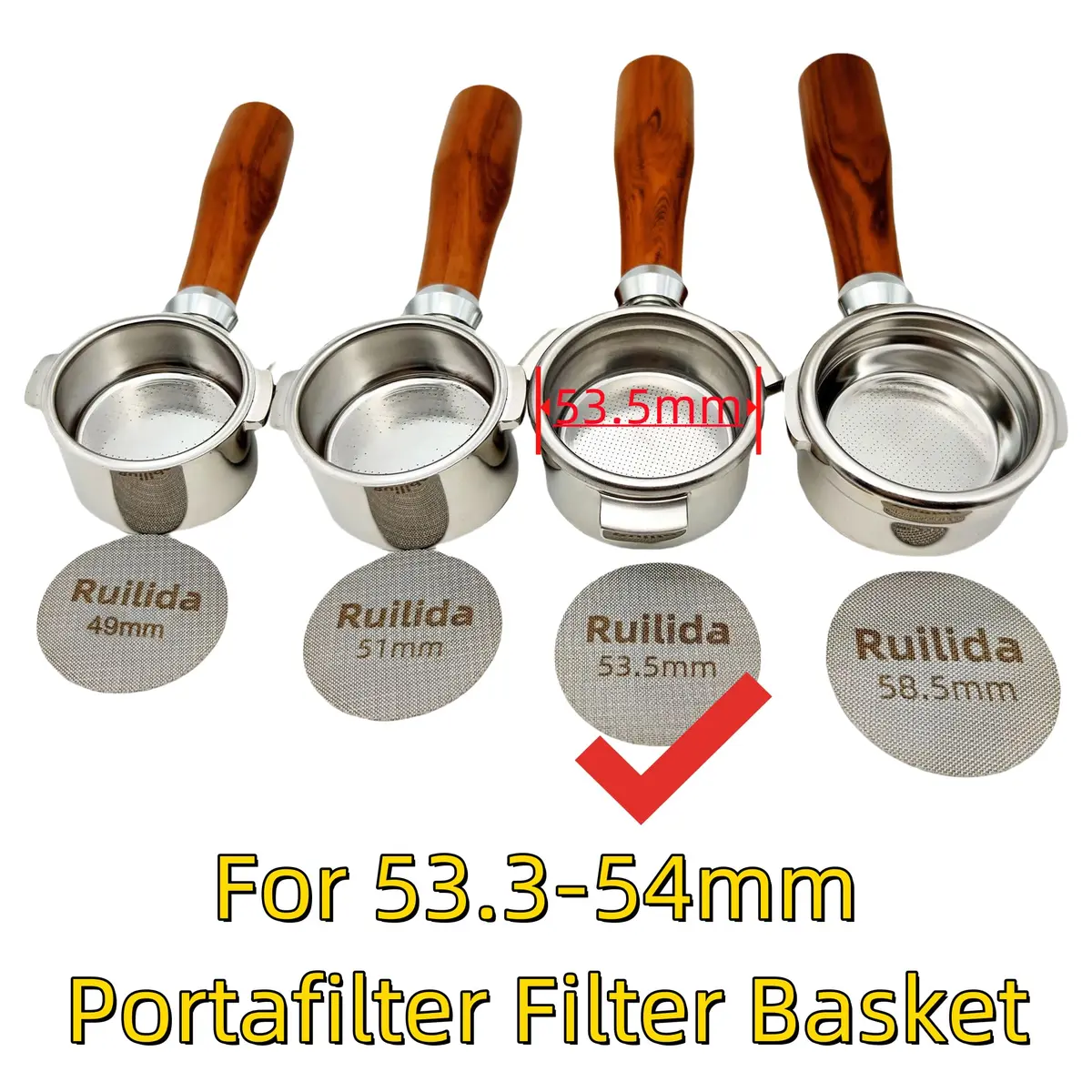 Ruilida Espresso Puck Screen 53.5mm | Reusable Stainless Steel Filter Plate for Espresso Portafilter (53.3-54mm breville) - view 2