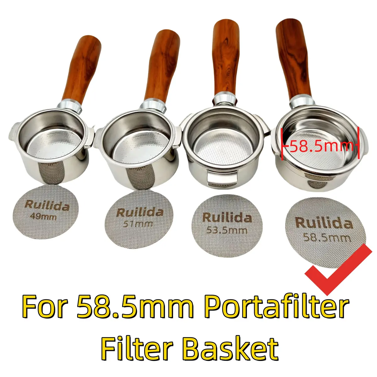 Ruilida Espresso Puck Screen 58.5mm | Reusable 150μm Stainless Steel Filter Plate - view 2