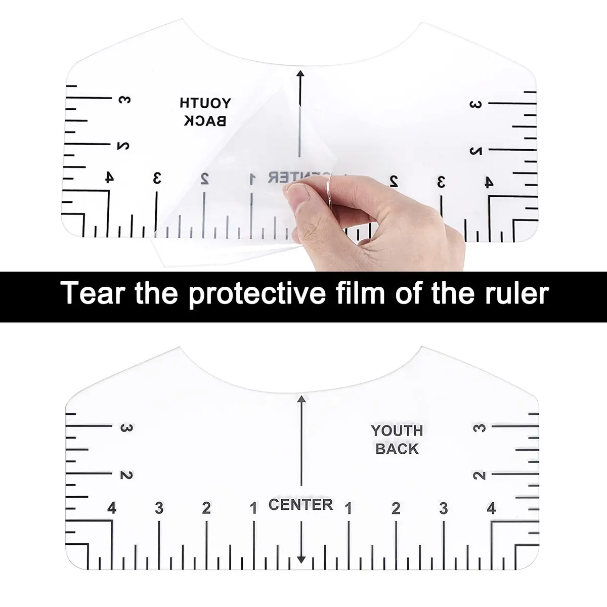 tietoc 12pcs T-Shirt Ruler Guide Set with Soft Measuring Tape & Pencils | 10"x4" Adult Ruler (12-Piece Set) - view 6