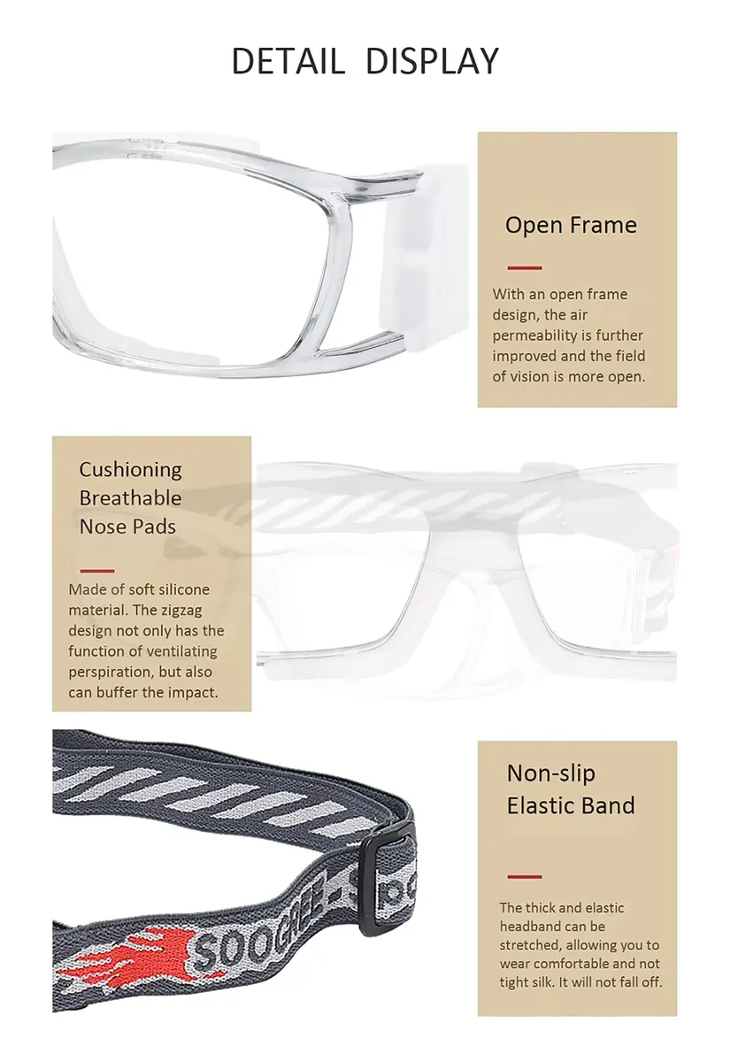 SooGree Racquetball Goggles for Men Women | Impact-Resistant Polycarbonate Safety Eyewear (Medium) - view 5