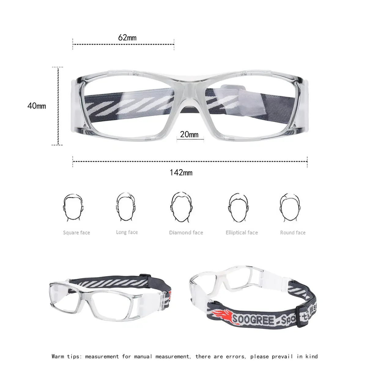 SooGree Racquetball Goggles for Men Women | Impact-Resistant Polycarbonate Safety Eyewear (Medium) - view 2