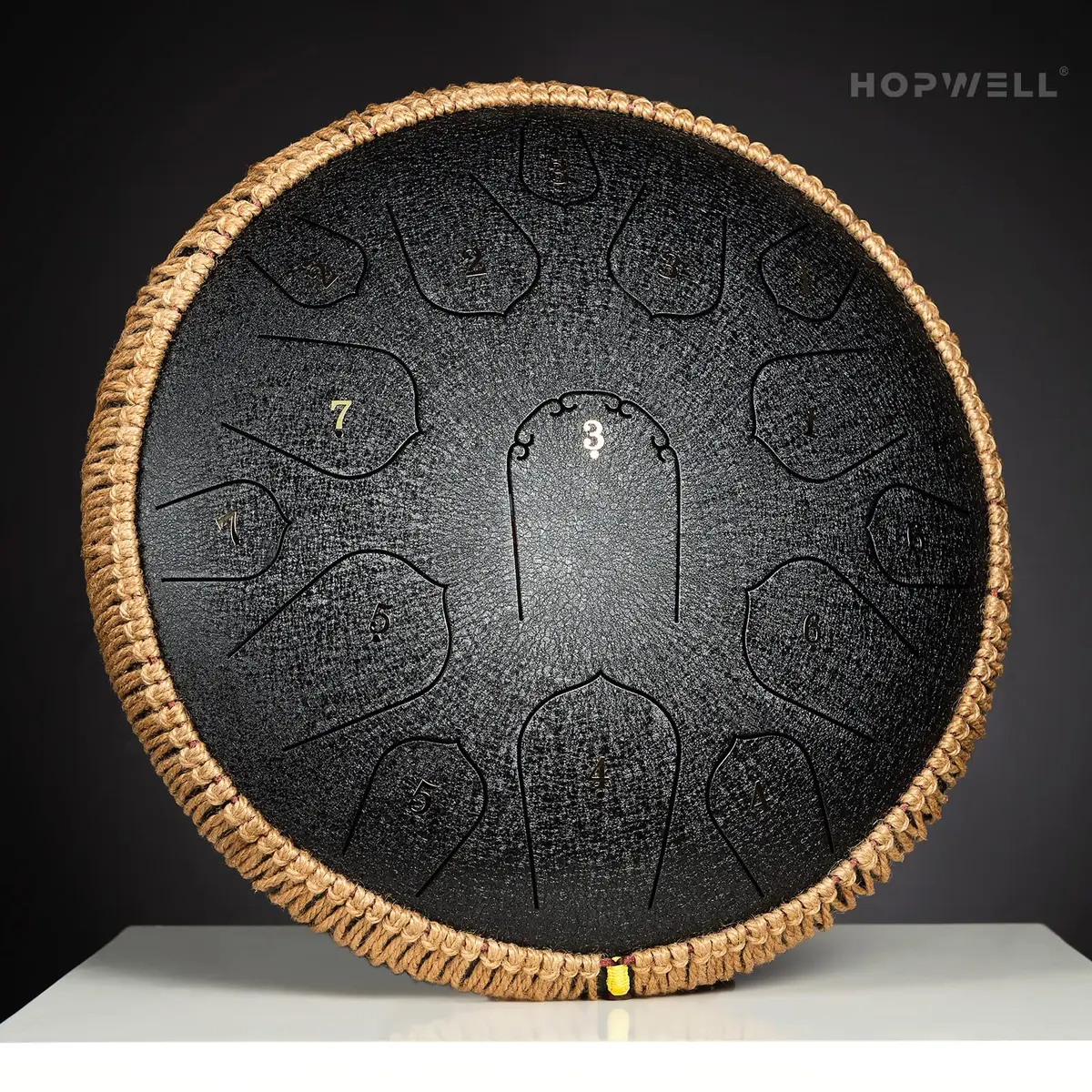 HOPWELL Steel Tongue Drum 15 Notes 14 Inch | Hand Pan with Music Book, Mallets, Carry Bag, D Major, Black - view 2