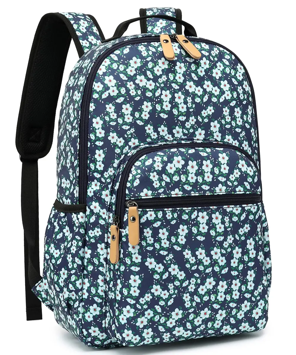 Leaper Floral Backpack Travel Bag Bookbags Women Satchel 35cm (13in) | Water-Resistant Polyester - main product image
