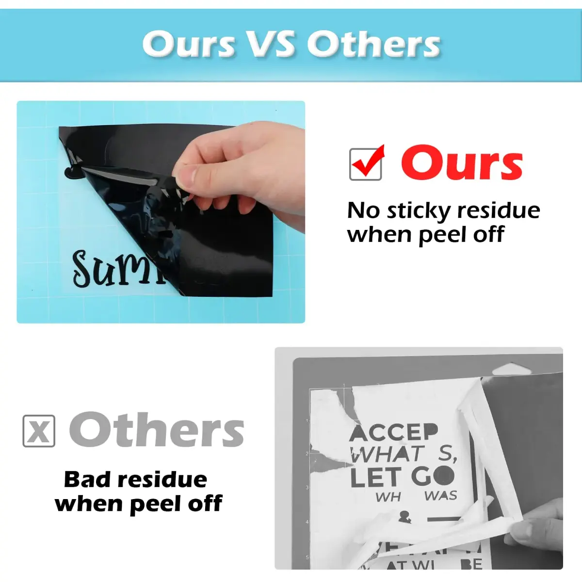 HTVRONT Light Grip Cutting Mats 12x12, 2 Pack, Blue | Compatible with Cricut Machines - view 6