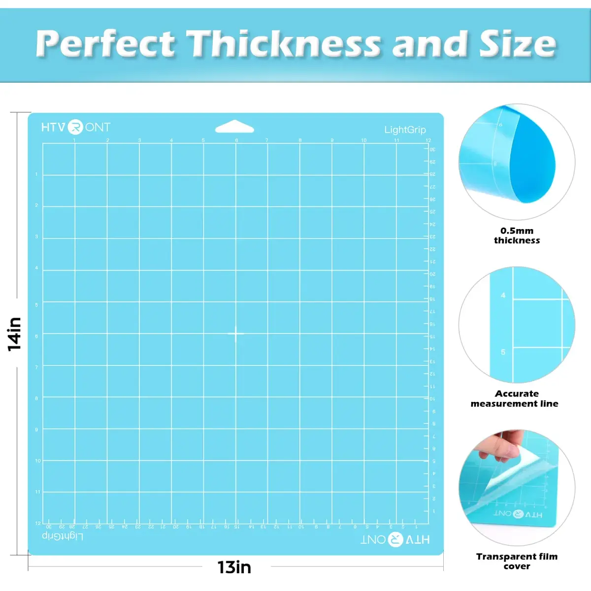 HTVRONT Light Grip Cutting Mats 12x12, 2 Pack, Blue | Compatible with Cricut Machines - view 2